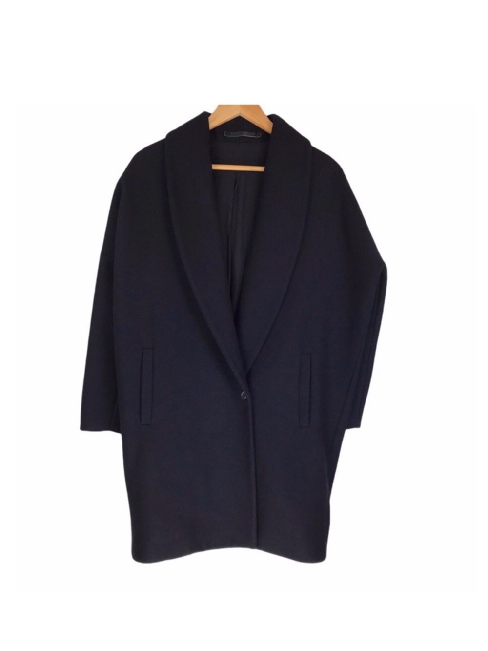 All Saints Klein black wool oversized coat - Picture 3 of 8